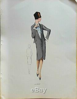 Dessin Croquis Mode 1927 Planche Couleur Art Deco Annees Folles Modele A25257