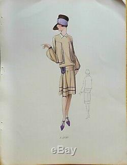 Dessin Croquis Mode 1927 Planche Couleur Art Deco Annees Folles Modele A25261