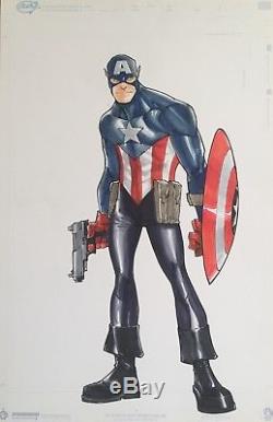 Dessin Original Couleur Publie De Captain America Par Humberto Ramos