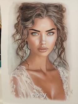 Dessin Original Dedicace Bd Planche Femme Portrait Nu Féminin Érotique 02