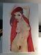 Dessin Original Dedicace Planche Bd Hommage Femme En Rouge Pin Up Art Akt Nudo