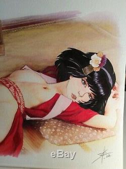 Dessin Original Dedicace Planche Bd Hommage Femme Japonaise Yoko Geisha Art Akt