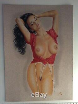 Dessin Original Femme Dedicace Planche Bd Akt Nudo Nude Nu Feminin Woman Art 025
