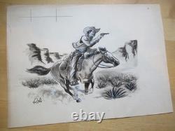 Dessin Original + Planche Couleur De Rol Roland Venet 1960 Western Cow Boy