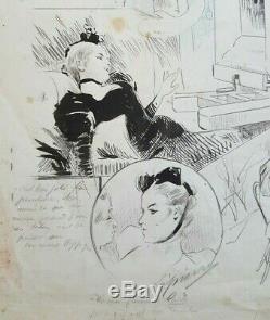 Dessin encre planche originale Paul-Marie LAPIERRE Les Arts Belle Epoque 1900