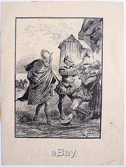Dessin original de Albert ROBIDA (1848-1926) illustration de 1893