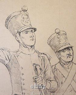Dessin original de Eugène CHAPERON (1857-1938) militaire soldat militaria