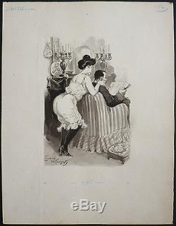 Dessin original de Lubin DE BEAUVAIS (1873-1917) illustration érotique