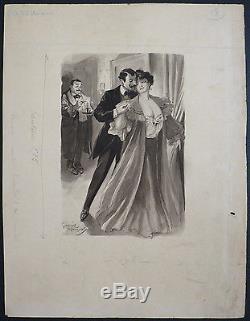 Dessin original de Lubin DE BEAUVAIS (1873-1917) illustration érotique Cocu 1905