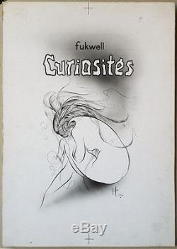Dessin original érotique Couverture de livre FUKWELL Signé Daté 1971 curiosa
