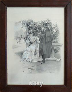Dessin original gouache lavis de Oswaldo TOFANI (1849-1915) illustration