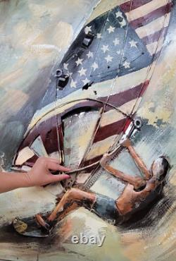 Édition De Planche À Voile 1956 Avec Drapeau Des É. U. Art 3 Dimensions