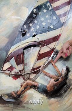 Édition De Planche À Voile 1956 Avec Drapeau Des É. U. Art 3 Dimensions