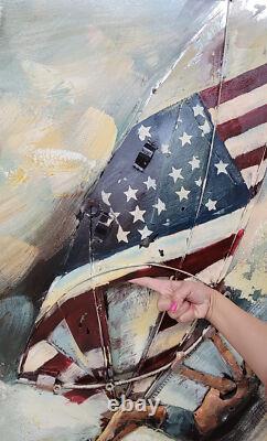Édition De Planche À Voile 1956 Avec Drapeau Des É. U. Art 3 Dimensions