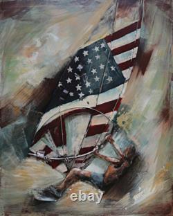 Édition De Planche À Voile 1956 Avec Drapeau Des É. U. Art 3 Dimensions