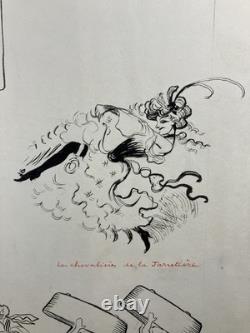 Encre de chine Bande dessinée Projet de planche pour illustration vers 1940