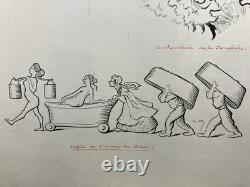 Encre de chine Bande dessinée Projet de planche pour illustration vers 1940
