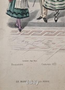 Estampe XIXème planche de mode Le Moniteur de la Mode dessin de H. Charles