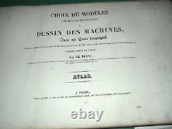 GRAND ATLAS CHOIX MODELES DESSINS DE MACHINES 1820-30 Signé PLANCHES MECANIQUE