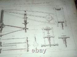 GRAND ATLAS CHOIX MODELES DESSINS DE MACHINES 1820-30 Signé PLANCHES MECANIQUE