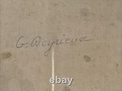 Georges Deyrieux Planche Botanique Fritillaria Imperialis gouache vers 1850 SUP