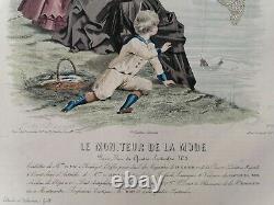 Gravure le moniteur de la mode dessin de Jules David année 1883 planche n° 37