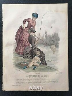 Gravure le moniteur de la mode dessin de Jules David année 1883 planche n° 37