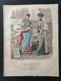 Gravure le moniteur de la mode dessin de Jules David année 1883 planche n° 7