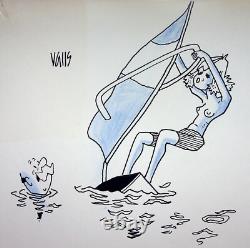HUMOUR PRESSE Guy VALLS Planche à voile, DESSIN Original signé