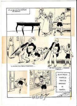 J. P. PINCHON dessins originaux planche encre de Chine Olive et Bengali