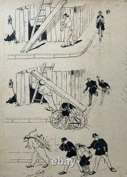 L'affichiste E. Genault // Dessin Original Planche De Caricatures 1900 (58)