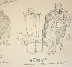 La mort de Pierrot dessin original de Adolphe WILLETTE (1857-1926) planche BD