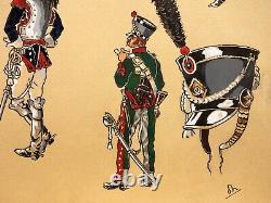 MILITARIA Planche Originale XXe DESSIN Etude Uniformes Armée Napoléon Monogramme