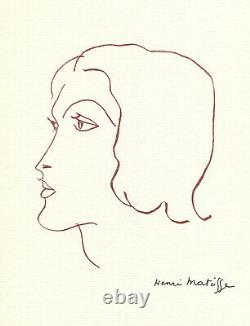 Matisse authentique planche monochrome signé DLP Bouffant Vergé Portrait dessin