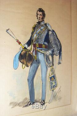 PLANCHE AQUARELLE OFFICIER 18Th LIGHT DRAGOONS 1814-1821 par Louis de Beaufort
