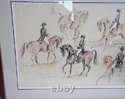 Paire planches de Croquis à l'encre d'équitation Paulette LAGOSSE (1921-1996)