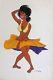 Pichard Illustration à La Gouache Danseuse Brésilienne 24x32