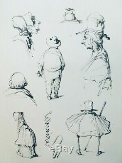 Pierre Letuaire, planche de dessins, personnages, Crayon et aquarelle sur papier