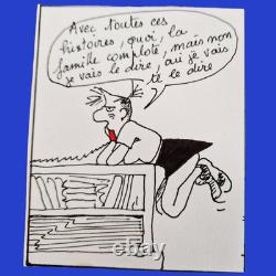 Planche Bande dessinée originale satirique puisée univers d'Agrippine Bretécher