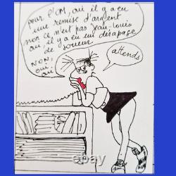 Planche Bande dessinée originale satirique puisée univers d'Agrippine Bretécher