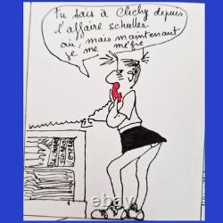 Planche Bande dessinée originale satirique puisée univers d'Agrippine Bretécher