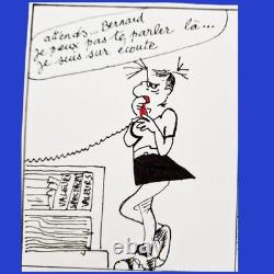 Planche Bande dessinée originale satirique puisée univers d'Agrippine Bretécher