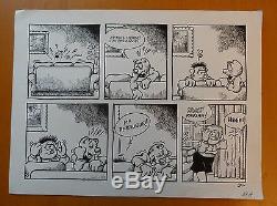 Planche Dessin Encre Bd Original Humour Perruque Alain Jost Erotisme Cochon Chat