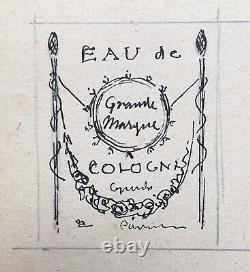 Planche Dessins Originaux Projets Étiquettes Eau De Cologne Parfum Gueldy 1921
