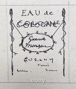 Planche Dessins Originaux Projets Étiquettes Eau De Cologne Parfum Gueldy 1921