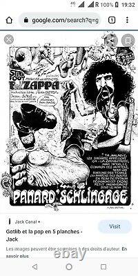 Planche Esquisse Originale dessin Gotlib Solé Franck Zappa RARE et UNIQUE