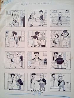 Planche de BD non signée. Les chapeaux du vicomte