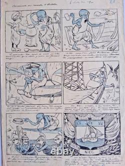 Planche de BD originale non signé. Arche de Noé. Humour