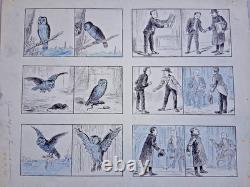 Planche de BD originale non signée. Hibou. Rat