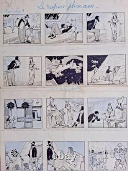 Planche de BD originale non signée. Le rapin pharaon